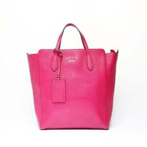 GUCCI Pink Leather Tote Bag